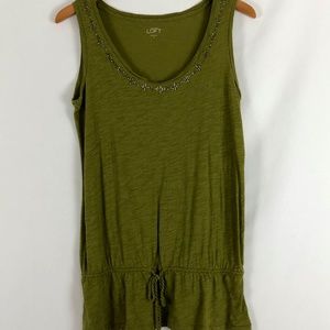 LOFT Peplum Tie Bottom Tank with beaded neckline